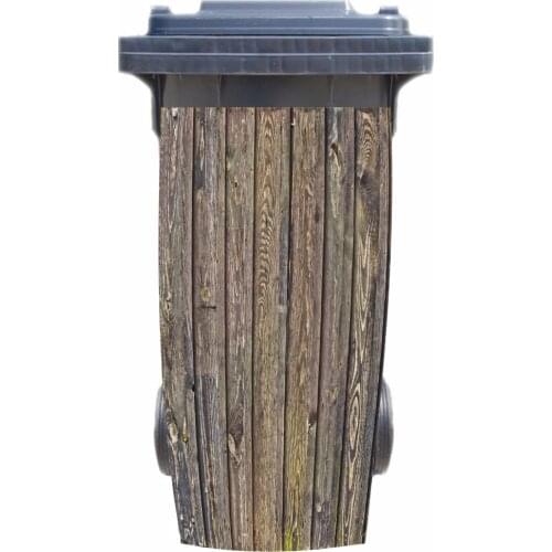 3D Grey Wood Rubbish Bin Sticker Wallpaper mural Wall Print Decal Removable Wall Mural Photo self adhesive Gift
