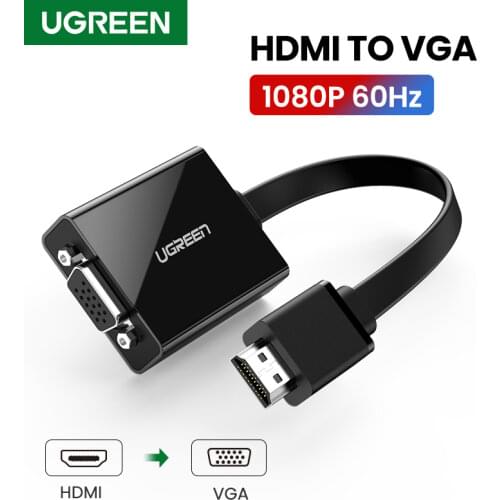 UGREEN Active HDMI-compatible to VGA Adapter with 3.5mm Audio Jack HDMI-compatible Male to VGA Female 1080P for PC Raspberry Pi