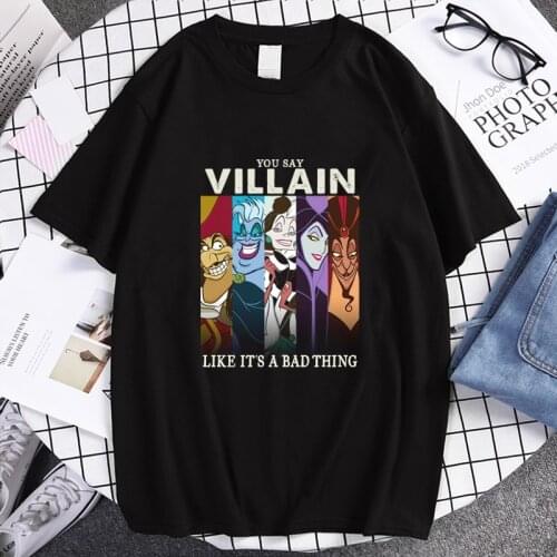 Anime Villains Maleficent Bad Girl Kawaii Summer Clothes Women Graphic T-shirts Harajuku Korean Fashion Plus Size Men T Shirt