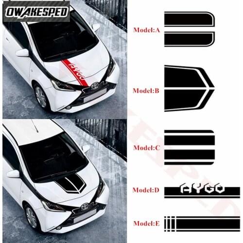 Car Styling Hood Bonnet Sticker For Toyota AYGO Racing Sport Stripes Auto Engine Cover Decor Vinyl Decals Exterior Accessories