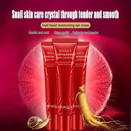 Bioaqua 10Pcs Red Ginseng Extract Snail Essence Eye Cream Dark Circles Delicate Smoothing Eye Bag Removal Cream
