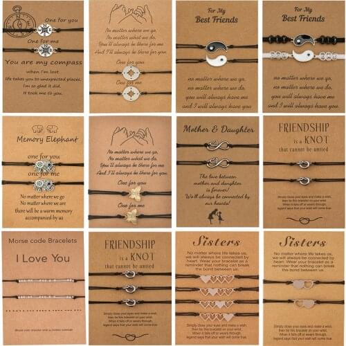 Charm Bracelet For Couple Friendship Compass Tai Chi Butterfly Pendant Rope Chain Bracelet Bangle For Women Men Lucky Jewelry