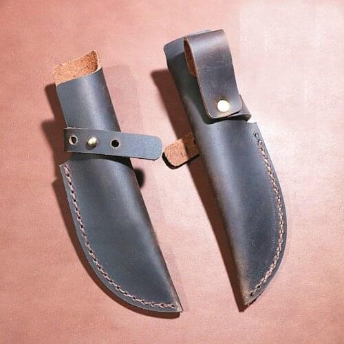 10-18cm Customized handmade manual first layer Crazy horse cowhide Fruit knife sheath, scabbard chef knife cover case