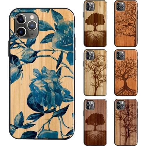 Tree Flower Bamboo Wood Pattern Print Soft Case For iPhone 11 12 Pro Max mini XR X XS Max 6S 7 8 Plus SE 2020 Cover Funda