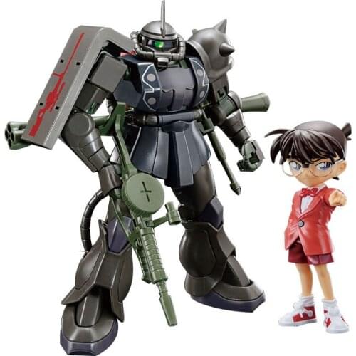 BANDAI Gundam Anime Figure EG Conan Edogawa Zaku Linkage Set Assembly Action Figura Toys For Kid Collcetion