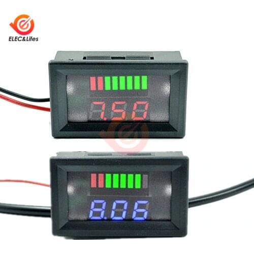 6V 12V 24V 36V 48V Car Lead Acid Battery Charge Level Indicator Battery Tester Lithium Battery Capacity Indicator LED Voltmeter