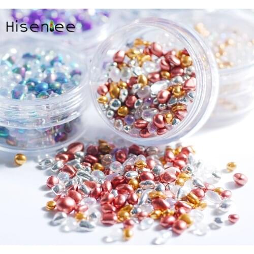 1Box12.5g high quality irregular shape small round micro stone beaded pebbles glass water DIY nail art jewelry decoration
