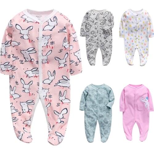 Autumn Winter Newborn Baby Girls Boys Long Sleeves Soft Cute Cartoon Footies Jumpsuit Outfits Girls Baby Clothing Jumpsuits