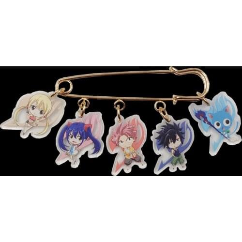 Korean Style Acrylic Anime Cartoon FAIRY TAIL Brooch Bag Overcoat Sweater Badge Women Female Student Birthday Office Party Gift