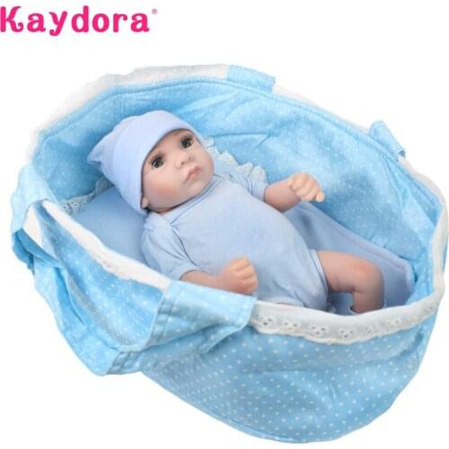 Reborn Baby doll Full Viny Body Silicone 10 inch 25cm Mini Newborn lifelike Doll with Crib Gift Christmas gift KAYDORA