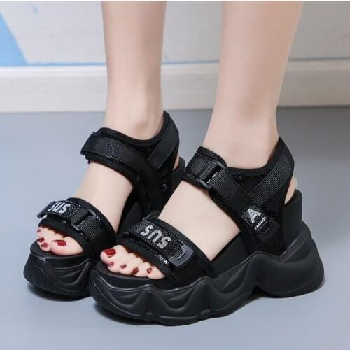Roman super high heel ladies sandals summer retro style thick-soled inner increased slope heel casual shoes 8.5 cm fashion