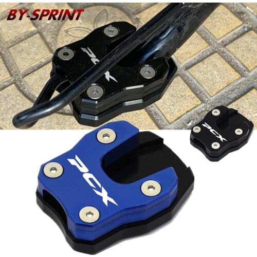 Motorcycle CNC High Quality Kickstand Side Stand Enlarger Extension Pad For HONDA PCX125 150 PCX 125 PCX150 2018 2019 Laser Logo