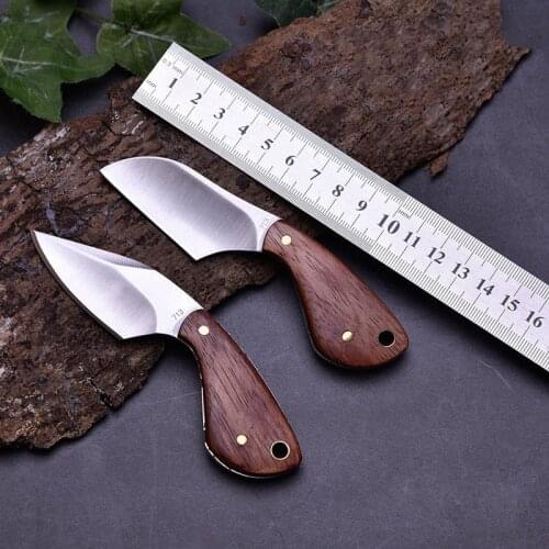 New Pear Wood Handle Mini Knife Outdoor Survival Pocket Short Knife Outdoor Camping Fruit Knife Self Defense Fine Steel Knife
