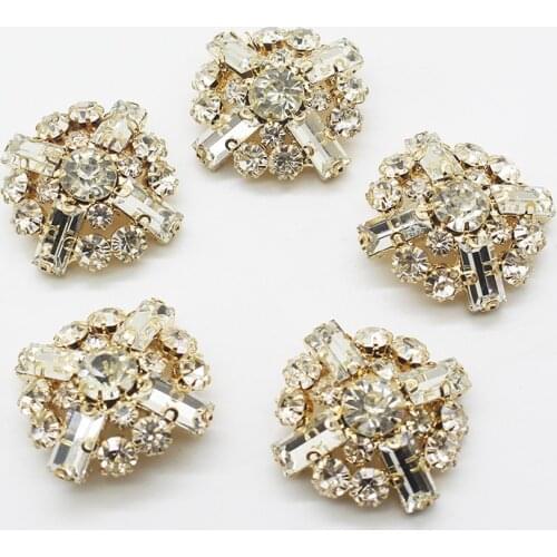 Factory wholesale 5 pcs square rhinestone jewelry buttons clothing accessories DIY hand-made coat button decoration design
