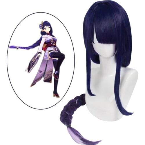 Genshin Impact Shogun Baal Long Braid Wig 110cm Cosplay Costume Heat Resistant Synthetic Hair Women Party Wigs
