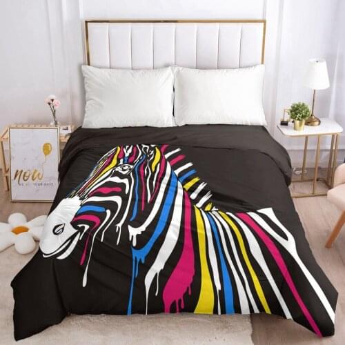 1pc Duvet cover Bed Double/Queen/King Size 220x240/90/135/150 3D Bedding Color zebra Comforter/Quilt/Blanket Cover with Zipper