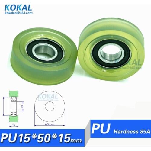 [PU1550-15] high quality 6002RS TPU PU ball bearing roller wheel counting machine bearing pulley 15*50*15 PU pulley 1550K