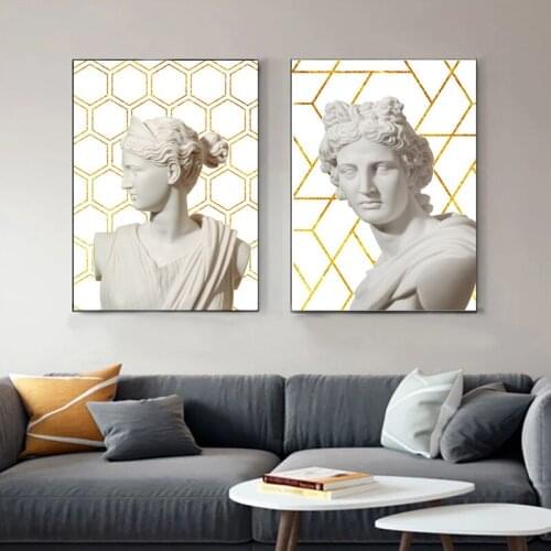Modern Vintage Style Greek Sage Marble Sculpture Canvas Painting Posters Prints Wall Art Picture for Bedroom Home Decor Cuadros