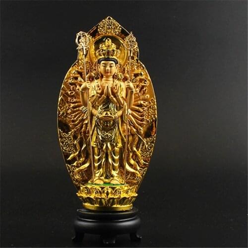Lucky Buddha Kwan Yin StatueThe Thousand-Hand Bodhisattva Guan Yin Figurine Buddhist Statues Sculptures Home Decor For Good Luck