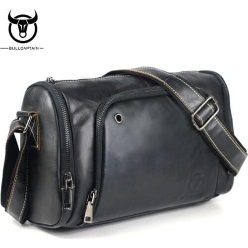 BULL CAPTAIN High Quality Fashion Male bag Genuine Leather Shoulder bags Crossbody Bags Brand travel messenger Leather bag