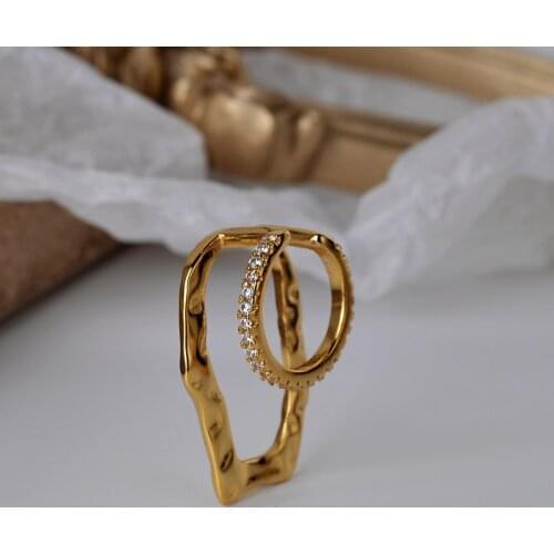 ONLY 1PC (No pierced) 925 Sterling silver White/ Gold Zircon cz set Double rows Irregular CLIP Earrings Fine jEWELRY TLE1078