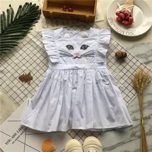 Tonytaobaby Summer New Baby Girls' Cross Embroidered Cat Dress Kids Dresses for Girls