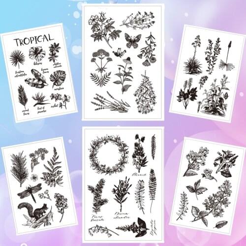 11*16 Vintage Plant Transparent Clear Stamps Seal For Scrapbooking/Rubber Stamp Sentiment Bullet Journal Photo Album Card Making