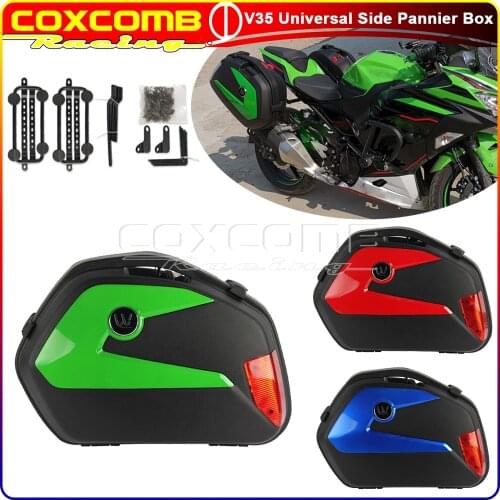 Green Side Cases for Kawasaki Ninja 300 400 650 1000 Versys ZX6R ZX10R ZX14R Side Box Helmet Luggage Pannier Cargo Suitcase Rack