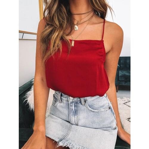 Womens Summer Clothes Sleeveless Spaghetti Strap Halter Slim Chiffon Tops Womens Fashion Comfortable Crop Summer Tops