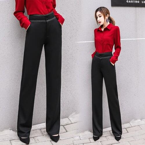 Office lady Overalls Straight pants women loose wide leg pants high waist suit pants women' pants women plus size trousers women