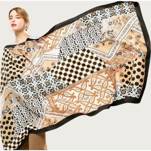 Spring Long Silk Shawl Scarf for Women Mixed Element Design Foulard Female Elegant Travel Wrap Scarves NEW [3391]