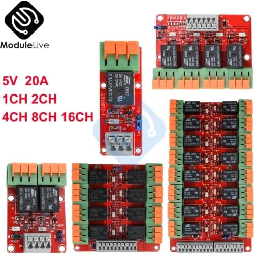 1/2/4/8/16Channel 20A Relay Control Module High/Low Level 1ch 2ch 4ch 8ch 16ch Controller 5v for R3 Raspberry Pi For Arduino