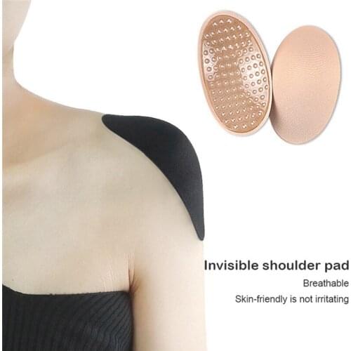1 Pair Invisible Soft Silicone Lycra Shoulder Push-up Pads Adhesive Enhancer Pads Non-slip Shoulder Pads Pain Relief #30N27