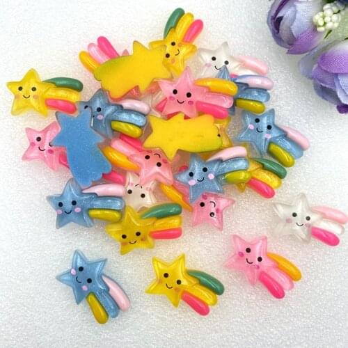 20pcs Cute Resin Star Meteor Flatback Resin Cabochon Scrapbook DIY Hair Bow Phone Deco