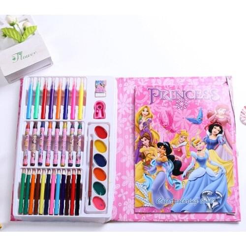 36 color Disney watercolor pen set cute princess painting color pen cartoon colorful graffiti coloring book set learning gift