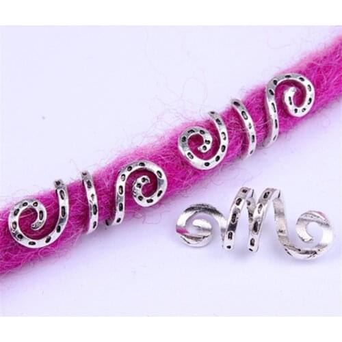 5pcs metal Silver Viking Spiral hair braid dread beard dreadlock beads rings tube clips for Hair Accessories Charms