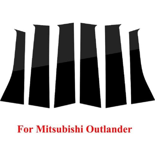 6pcs/Set Car Window Center Pillar Trim Sticker External Decoration Film Anti-Scratch For Mitsubishi Outlander Car Accessories