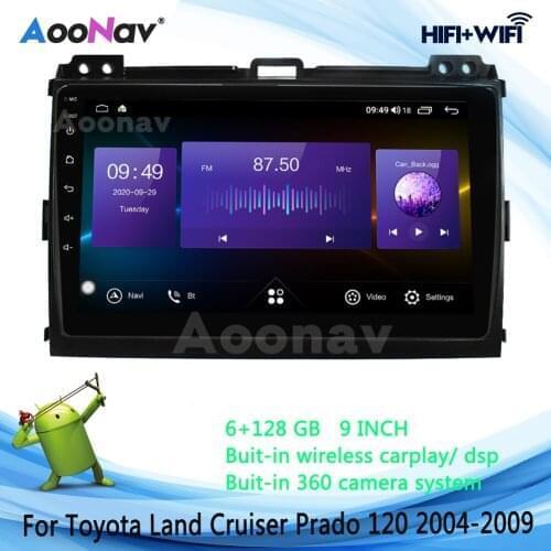 360 Camera Car Radio For Toyota Land Cruiser Prado 120 2004-2009 GPS Navigation QLED Screen 2 Din Stereo Multimedia DVD Player