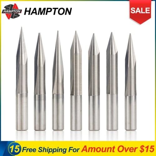 1pc 6mm Shank 15/20/25/30 Degrees V Shape End Mill Tip 0.3-1.0mm CNC Carving Bit 2 Flutes V Shape Engraving Bit