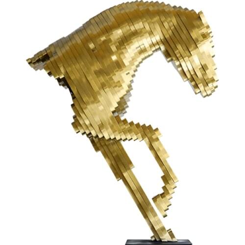 Hotel lobby large horsehead sculpture crafts sales office Club stainless steel villa hall floor decoration