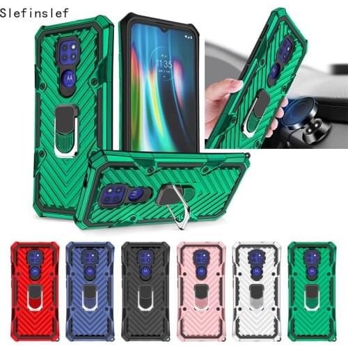 For MOTO G9 G8 Play Plus Power Case Luxury Armor Car Holder Ring Back Cover for Moto G stylus E 2020 E6s E7 Plus Phone Cases