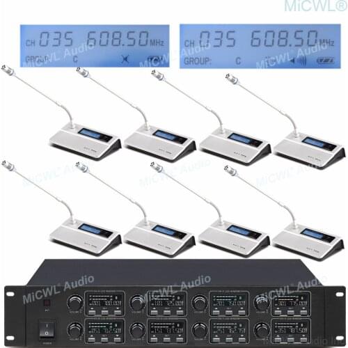 High-end Mute Function Digital Wireless Microphone Conference System 8 Desktop Gooseneck Discussion Meeting Room Mics