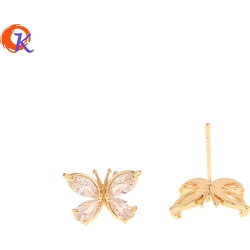 Cordial Design 10Pcs 9*13MM Fashion Jewelry/CZ Stud Earrings/DIY Making/Butterfly Shape/Genuine Gold Plating/Women Stud Earrings