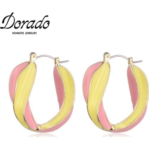 Dorado Fashion Hoop Earrings For Women Geometric Green Pink Lacquer High Quality Elegant Modern Brincos Jewelry Hot Sale 2020