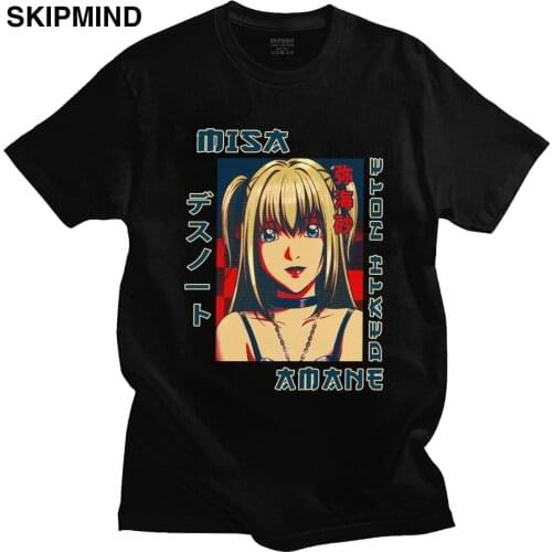 Retro Death Note Misa Amane T Shirt for Men Short Sleeved Japan Anime Manga Tshirt Pure Cotton Summer T-shirt Fans Tee Tops Gift