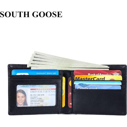 RFID Anti-theft Men Wallets Top Quality Carbon Fiber Grain Leather Slim Wallets Male Business Short Purse ID Credit Card Holder
