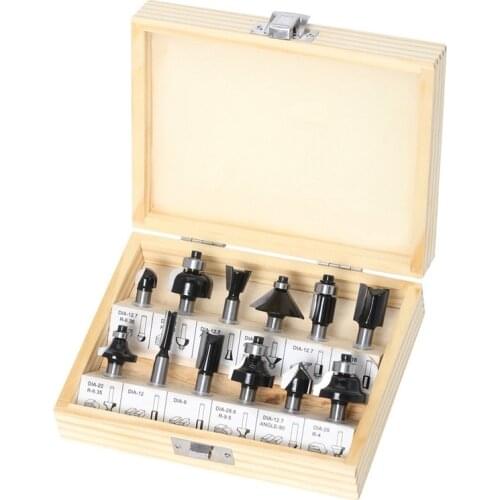 12Pcs 8mm Shank Router Bit Set Trimming Straight Corner Beading Bits for Wood Milling Cutter Carbide Cutting Woodwork Tool