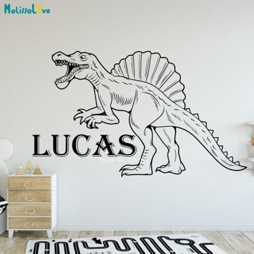 Large Size Custom Name Dinosaur Wall Stickers Kids Boys Personalized Decals Nursery Self-adhesive Poster YT6107