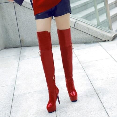 Oversized 10 11-13 thigh high boots knee high boots over the knee boots women ladies boots Metal trim side zipper