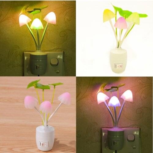 Light-controlled Fantasy Mushroom Led Bedroom Creative Night Light EU US Plug